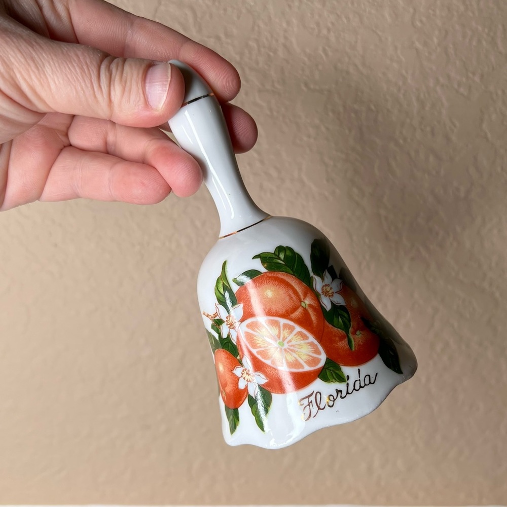 Vintage Kenmar Japan Florida collectors Bell, ceramic Porcelain, Beach Home Deco